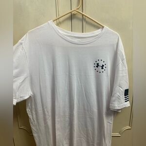 Under Armour White Short Sleeve Crew with Navy Star Logo